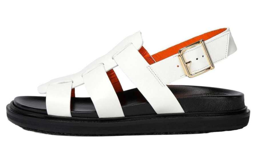 MARNI Leather Minimalist Fashion Roman Sandals Women's White