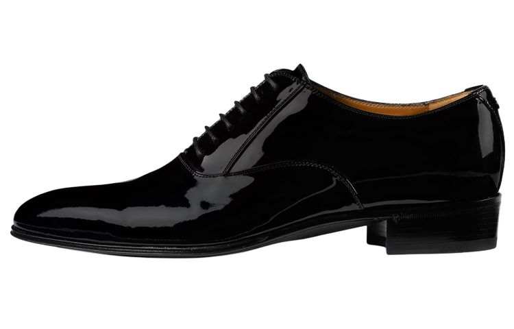 GUCCI Patent Leather Casual Shoes Men's Black