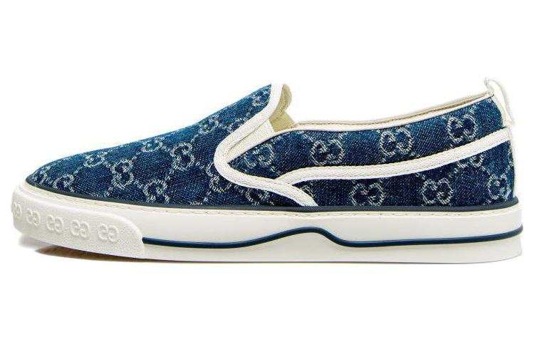 GUCCI Tennis 1977 Canvas Casual Stylish Skateboarding Shoes Men's Blue