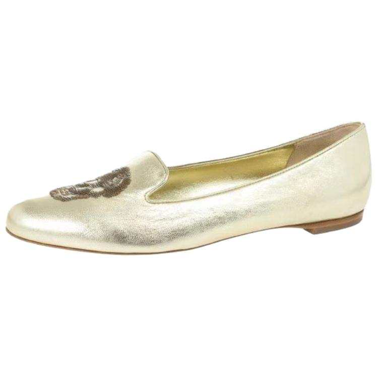 Alexander McQueen Cow Leather Casual Shoes Women's Gold