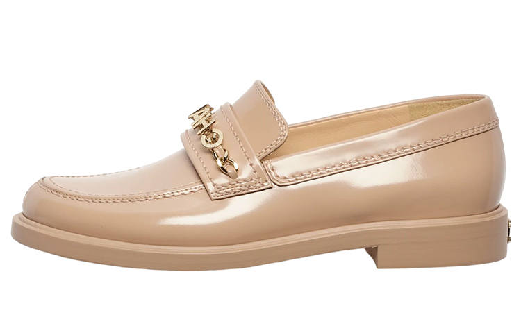 CHANEL Leather Loafers Women's Light Brown