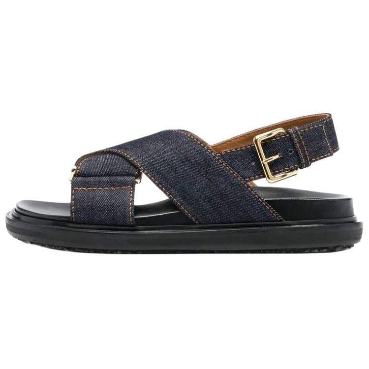 MARNI Fussbett Fabric Beach Sandals Women's Dark Blue