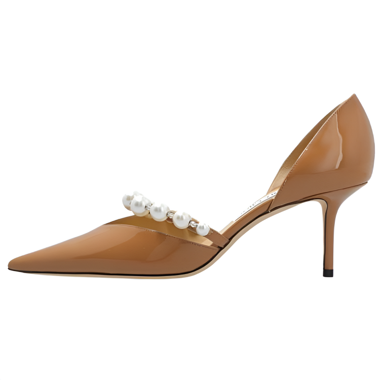 Jimmy Choo Aurelie Leather Slim Heel High Heels 7cm Women's Light Umber