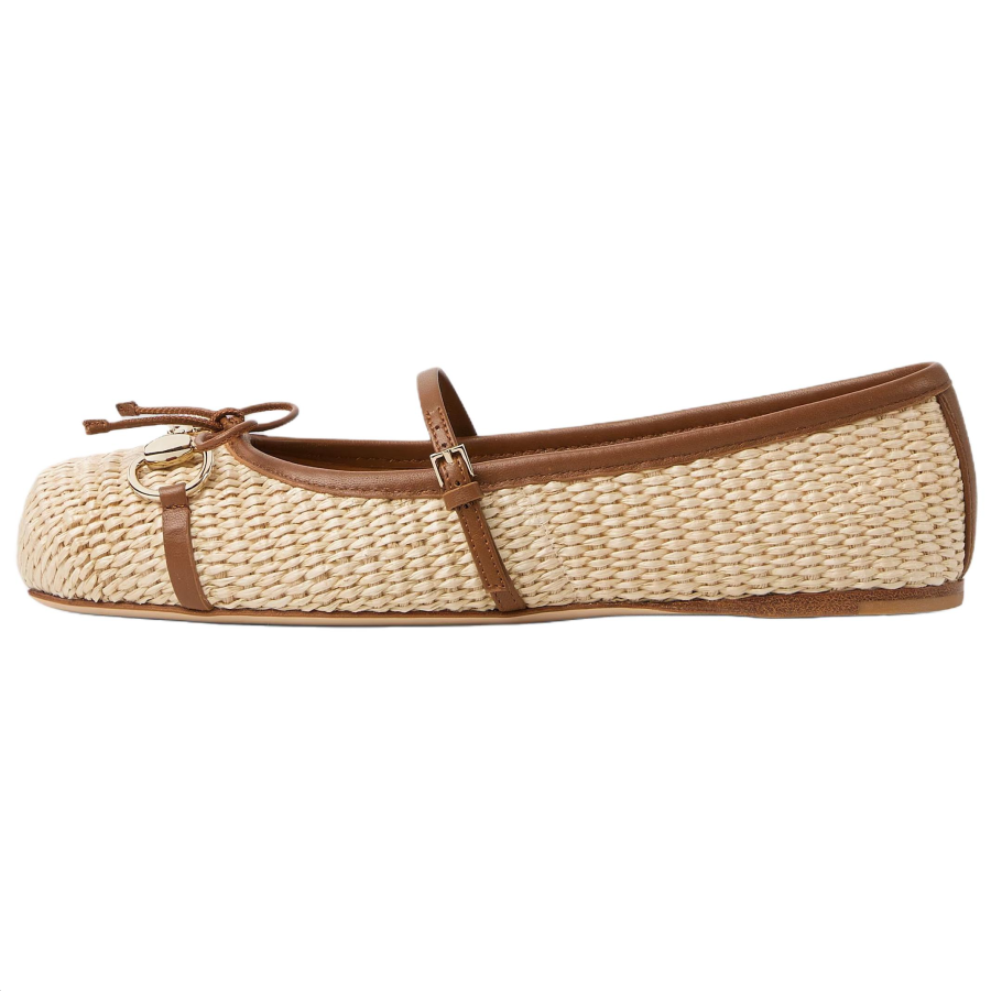 GUCCI Horsebit Flat Mary Jane Shoes Women's Beige