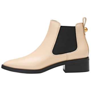 STELLA LUNA Top Grain Cow Leather Short Chelsea Boots Women's Oat