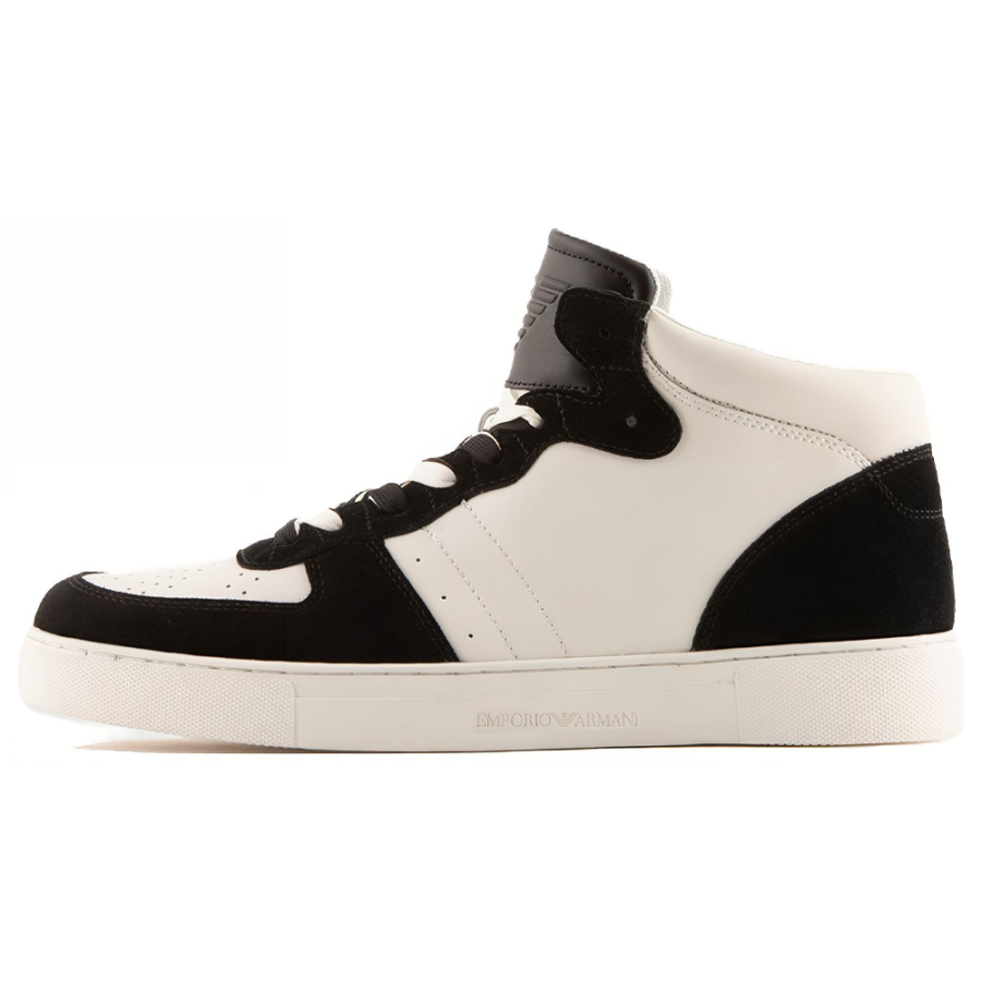 EMPORIO ARMANI Mid top Stylish Skateboarding Shoes Men's Black White