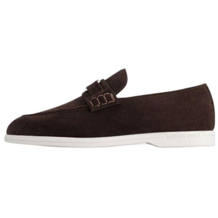 LOUIS VUITTON Estate Cow Leather Loafers Men's Brown