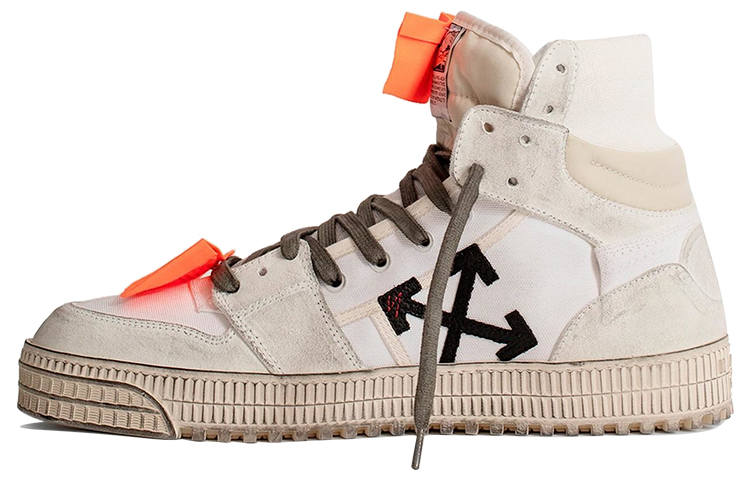 OFF-WHITE OFF WHITE Off Court 3.0 Distressed High top Skateboard Shoes Men's White Orange