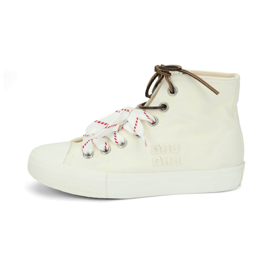 MIU MIU High top Canvas Shoes Women's Ivory White