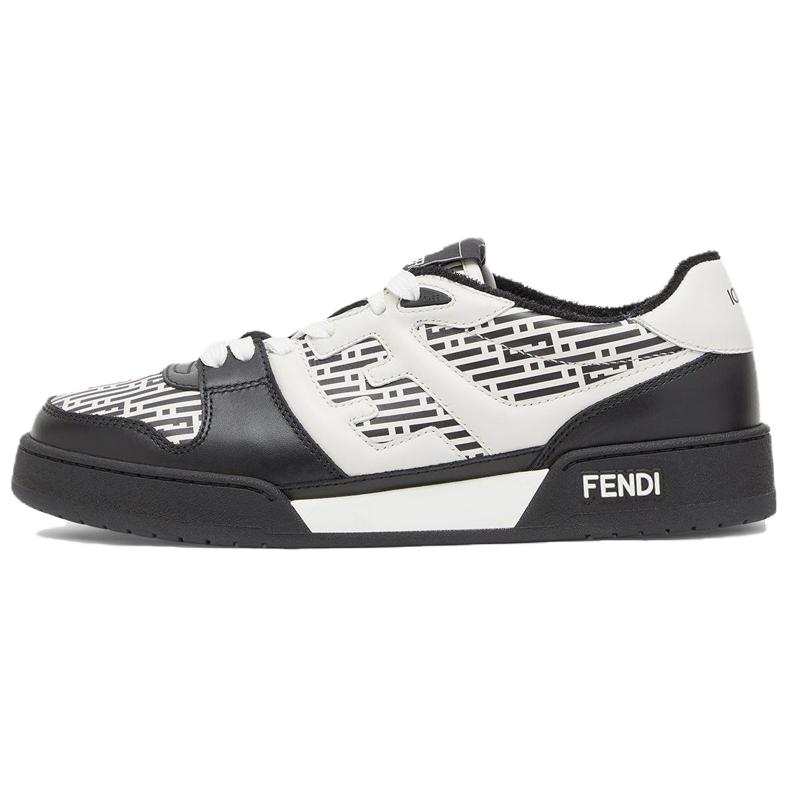 FENDI Match Leather Low top Skateboard Shoes Men's Black White
