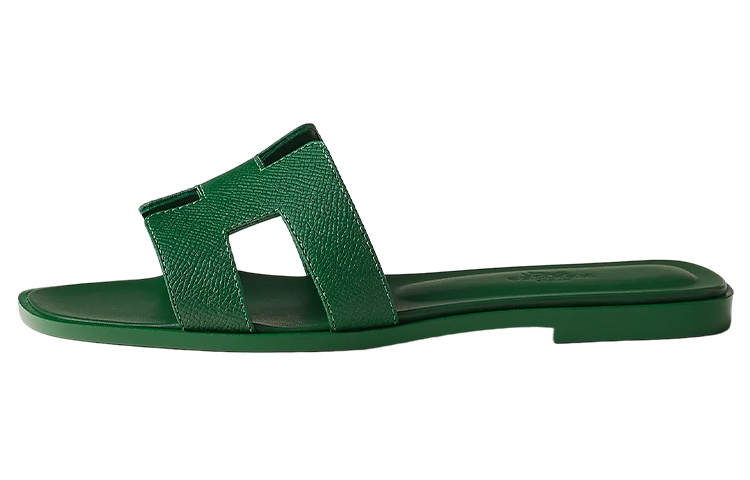 HERMES Oran Slide Slippers Women's Green