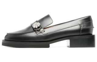 GANNI Crystal-button Leather Loafers