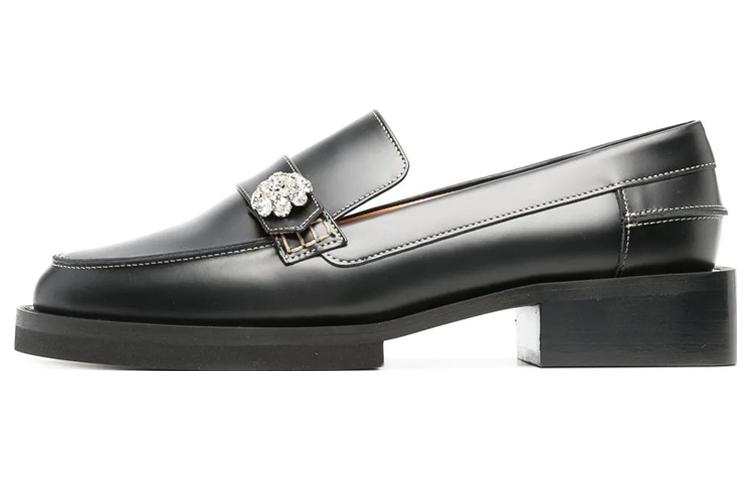 GANNI GANNI Crystal-button Leather Loafers