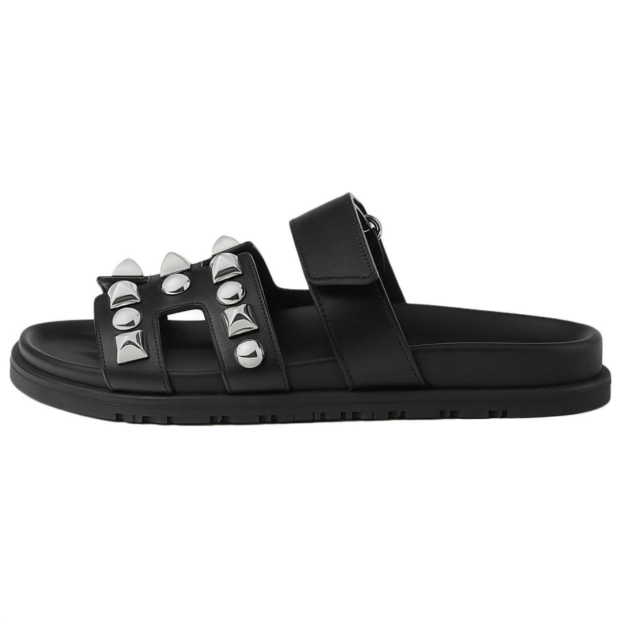 HERMES HERMES Chypre Slide Slippers Women's Black