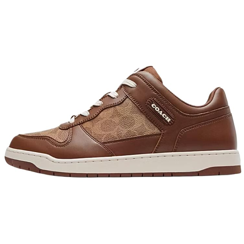 COACH COACH Canvas Leather Low top Skateboard Shoes Men's Brown
