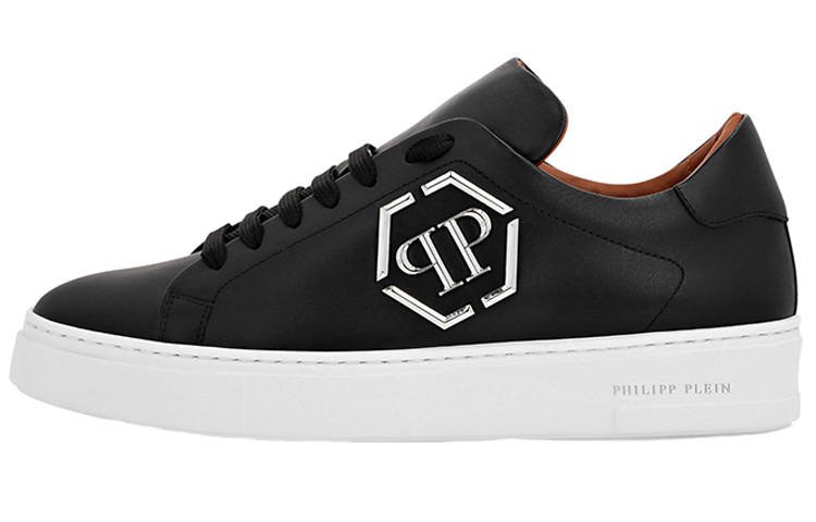 PHILIPP PLEIN PHILIPP PLEIN Hexagon Leather Low top Skateboard Shoes Men's Black