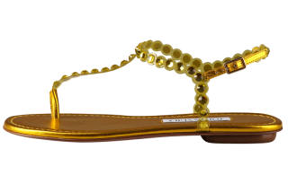AQUAZZURA Leather Flip Flops Women's Gold