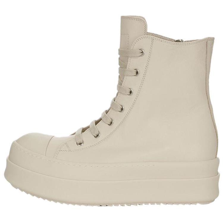 RICK OWENS RICK OWENS/RO Mega Bumper Cow Leather High top Skateboard Shoes Women's Milk White