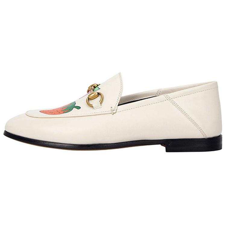 GUCCI Horsebit Leather Casual Shoes Women's White