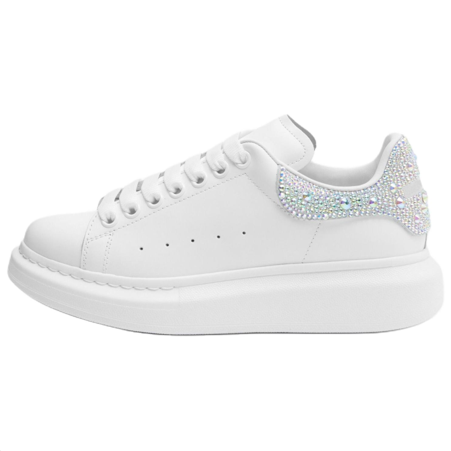 Alexander McQueen Oversized Sneaker Cow Leather Low top Casual Shoes Women's White