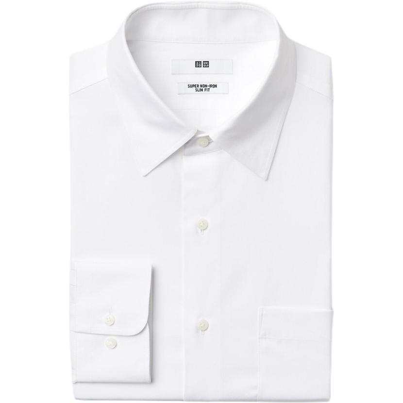 UNIQLO Shirts Men's White Pointed Collar Moderate