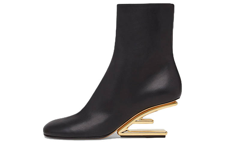 FENDI First Sheepskin Fashion Ankle Boots Women's Black