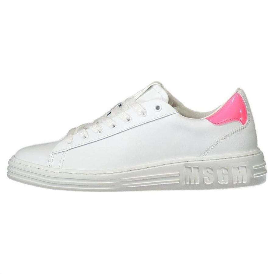 MSGM Leather Low top Skateboard Shoes Women's White