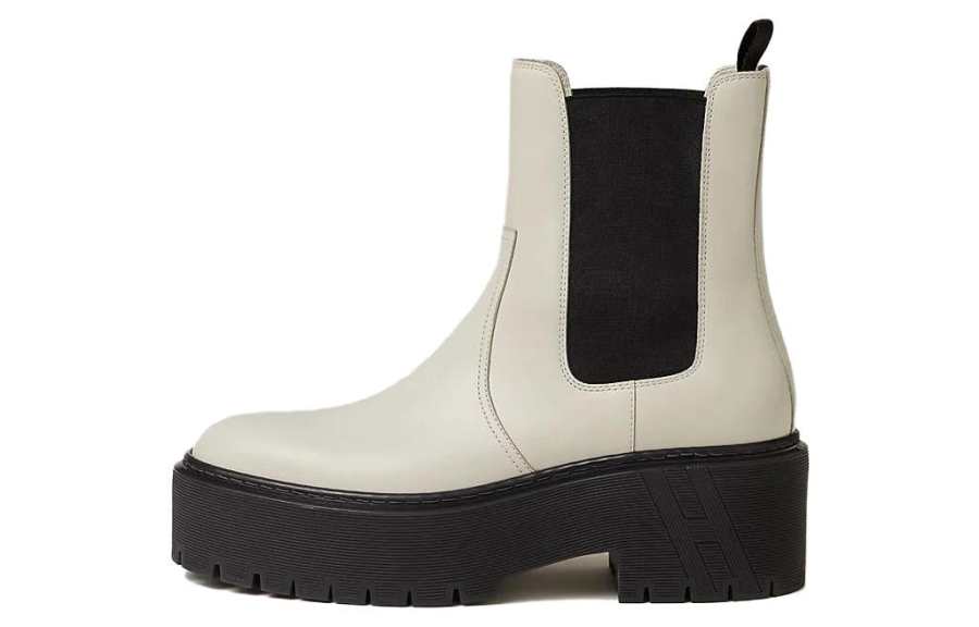 HERMES Harrow Calfskin Short Chelsea Boots Women's Beige
