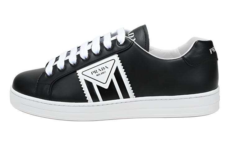 PRADA Downtown Cow Leather Low top Stylish Skateboarding Shoes Men's Black White