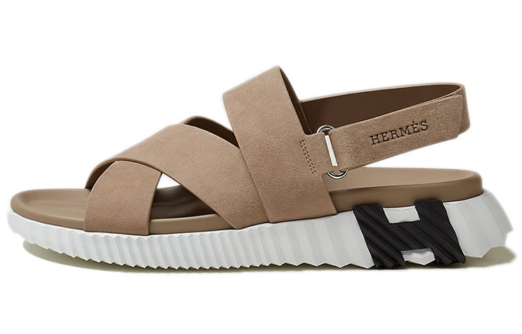 HERMES Electric One Strap Sandals Men's Gravel Beige Color