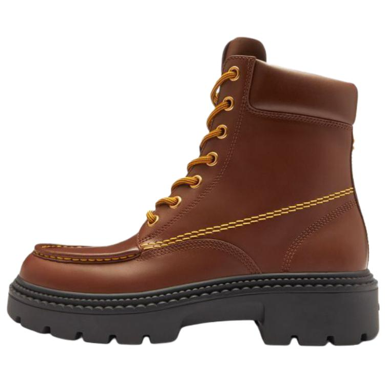 COACH COACH Cow Leather Short Combat Boots Men's Brown