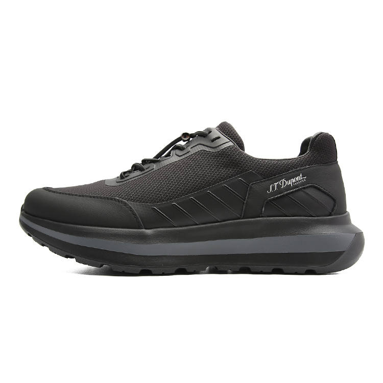 S.T.Dupont S. T.DUPONT Textile, Cow Leather Casual Shoes Men's Black/Apricot