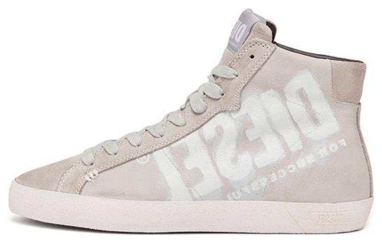 DIESEL Cow Leather High top Skateboard Shoes Men's Gray