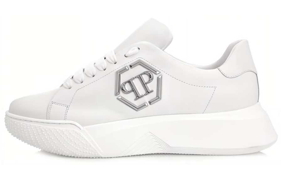 PHILIPP PLEIN Godzilla Cow Leather Lace Up Low top Sports Casual Shoes Unisex White