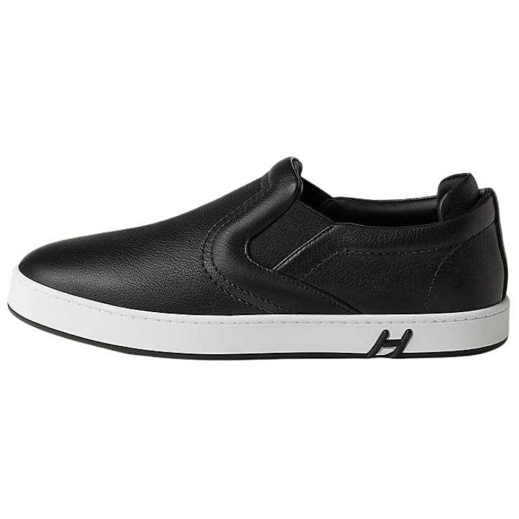 HERMES Lucky Calfskin Casual Shoes Women's Black