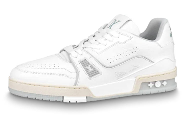 LOUIS VUITTON Trainer Cow Leather Low top Skateboard Shoes Men's White Cement