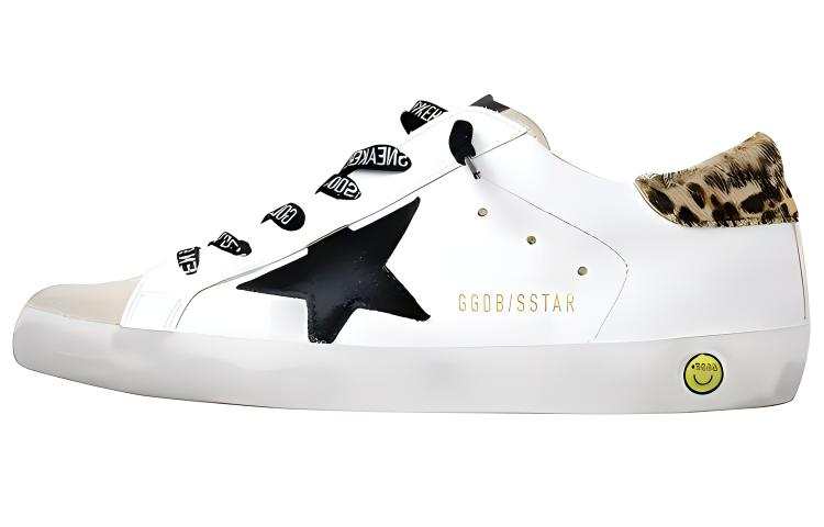 Golden Goose Super Star Flower Leopard Print Tail Low top Kids' Skateboarding Shoes White Teenagers