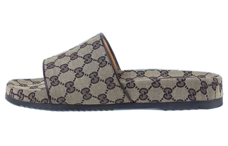GUCCI GG Slide Slippers Men's Light Umber