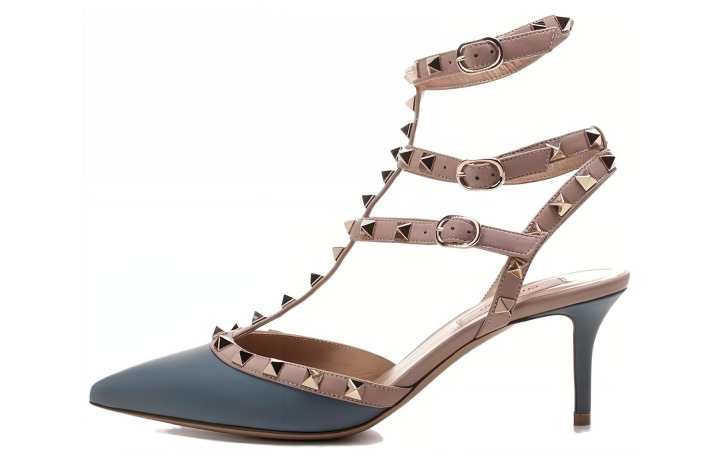 Valentino Valentino GARAVANI Leather Slim Heel High Heels 6.5cm Women's Blue