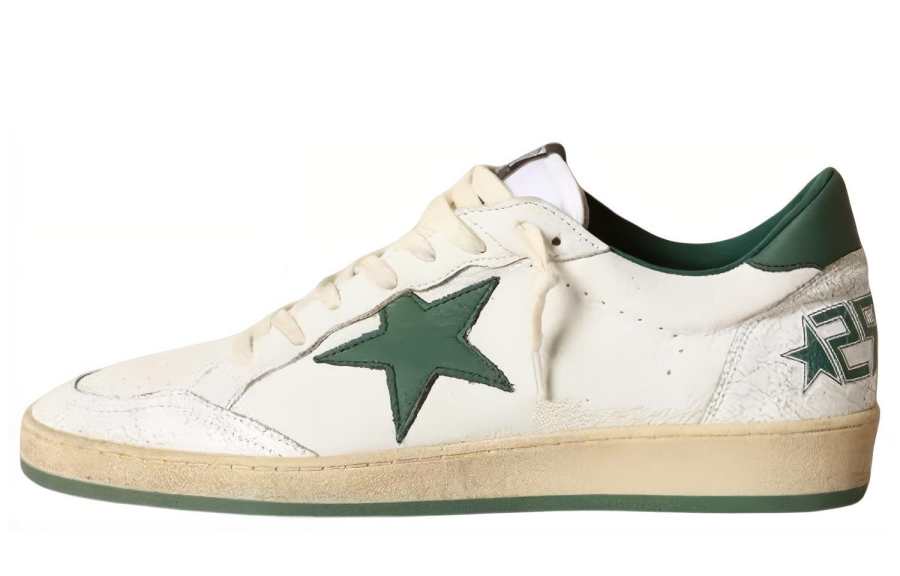 Golden Goose Ball Star White Green Star