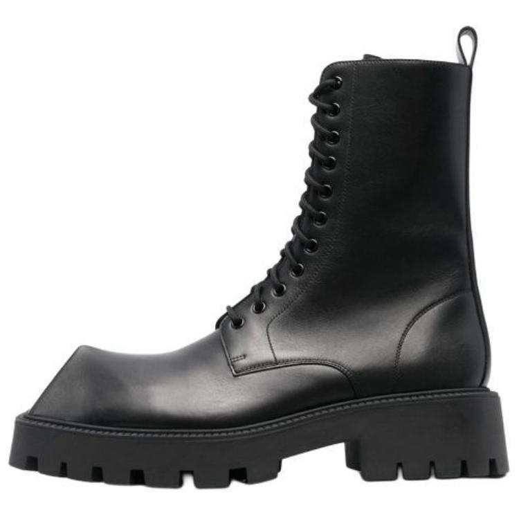 Balenciaga Rhino 25mm Lace Up Boots 'Black Smooth Calfskin'