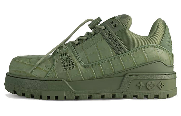 LOUIS VUITTON Trainer Maxi Little Jigglypuff Leather Low top Skateboard Shoes Unisex Green