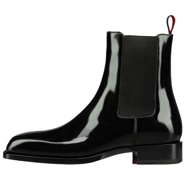 Christian Louboutin CL Leather Short Chelsea Boots Men's Black