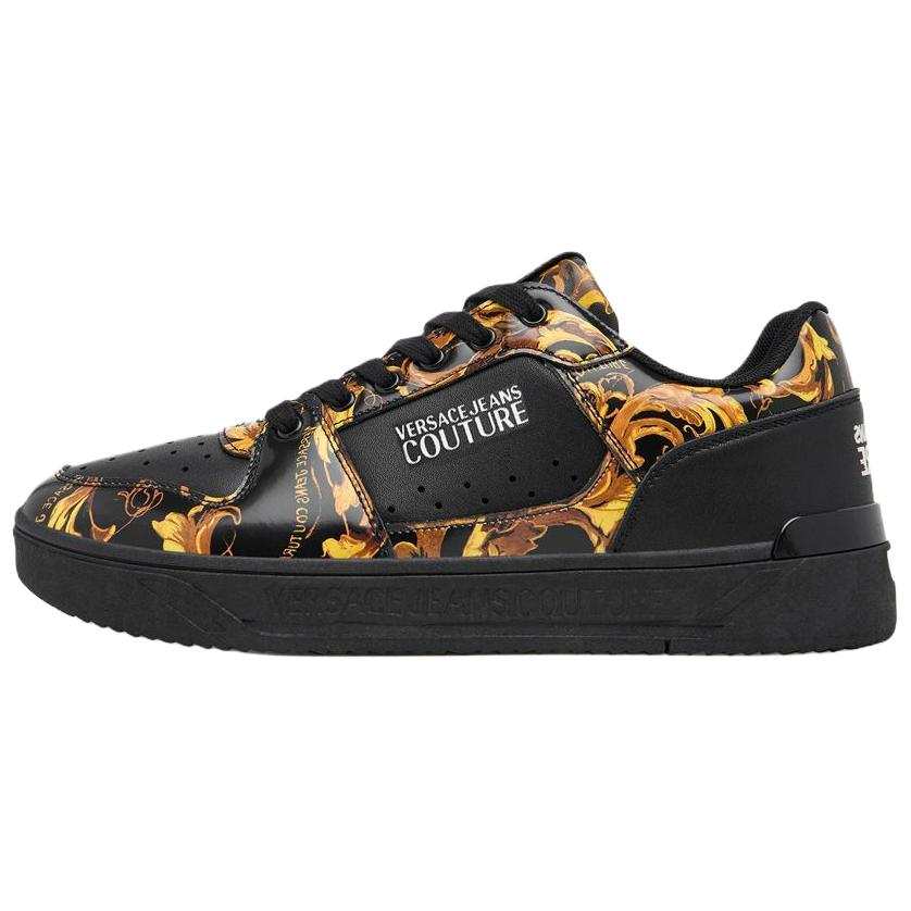 VERSACE JEANS COUTURE Leather Low top Skateboard Shoes Men's Black