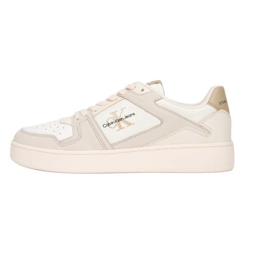 CKJ CALVIN KLEIN JEANS Low top Skateboard Shoes Men's Light Khaki/Vintage White
