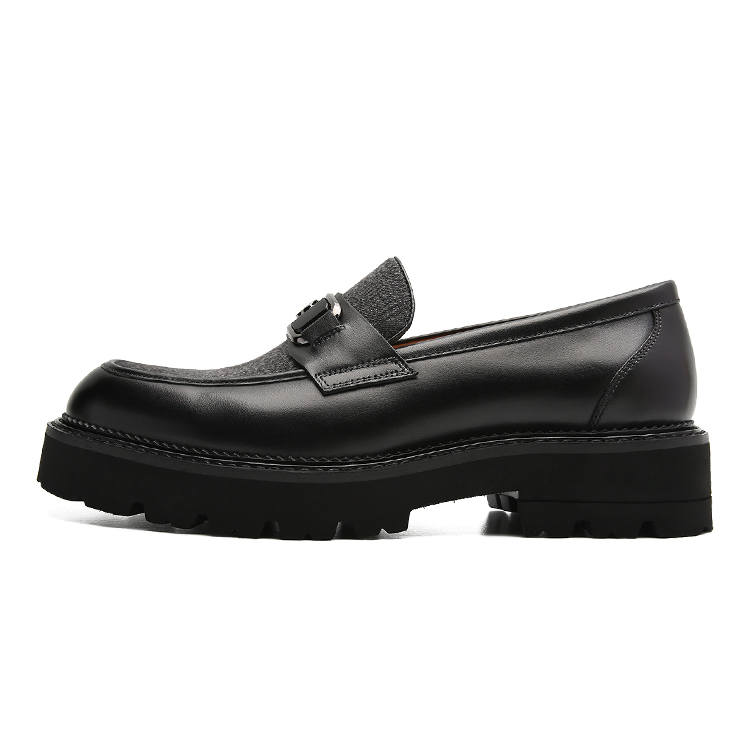 S.T.Dupont S. T.DUPONT Cow Leather Loafers 4.5cm Men's Black Gray