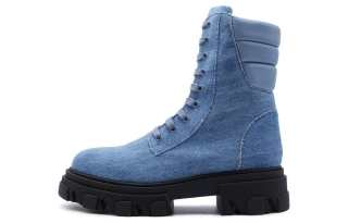GIA BORGHINI Denim Crew Combat Boots Women's Blue
