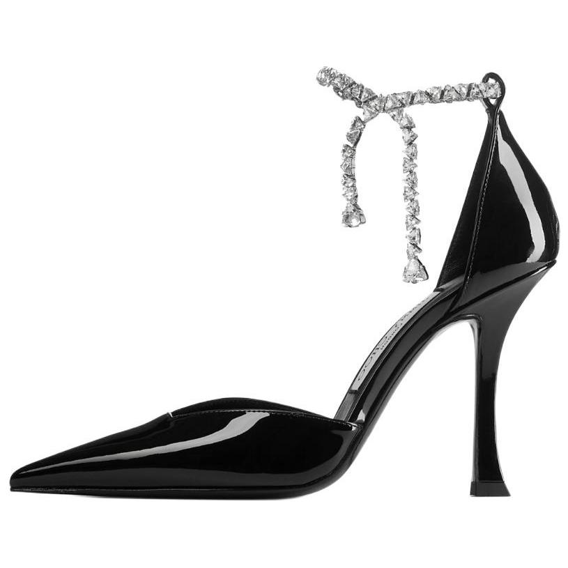 Jimmy Choo Stevie Patent Leather Irregular Heel High Heels 10cm Women's Black