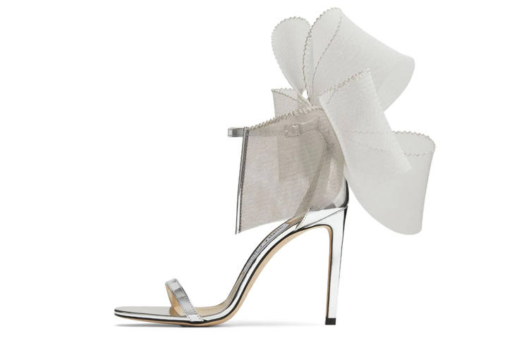 Jimmy Choo Aveline Leather One Strap Sandals 10cm Women's Silver