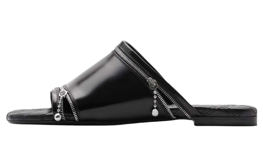 Burberry Burberry Decorative-zip Flat Leather Sandals